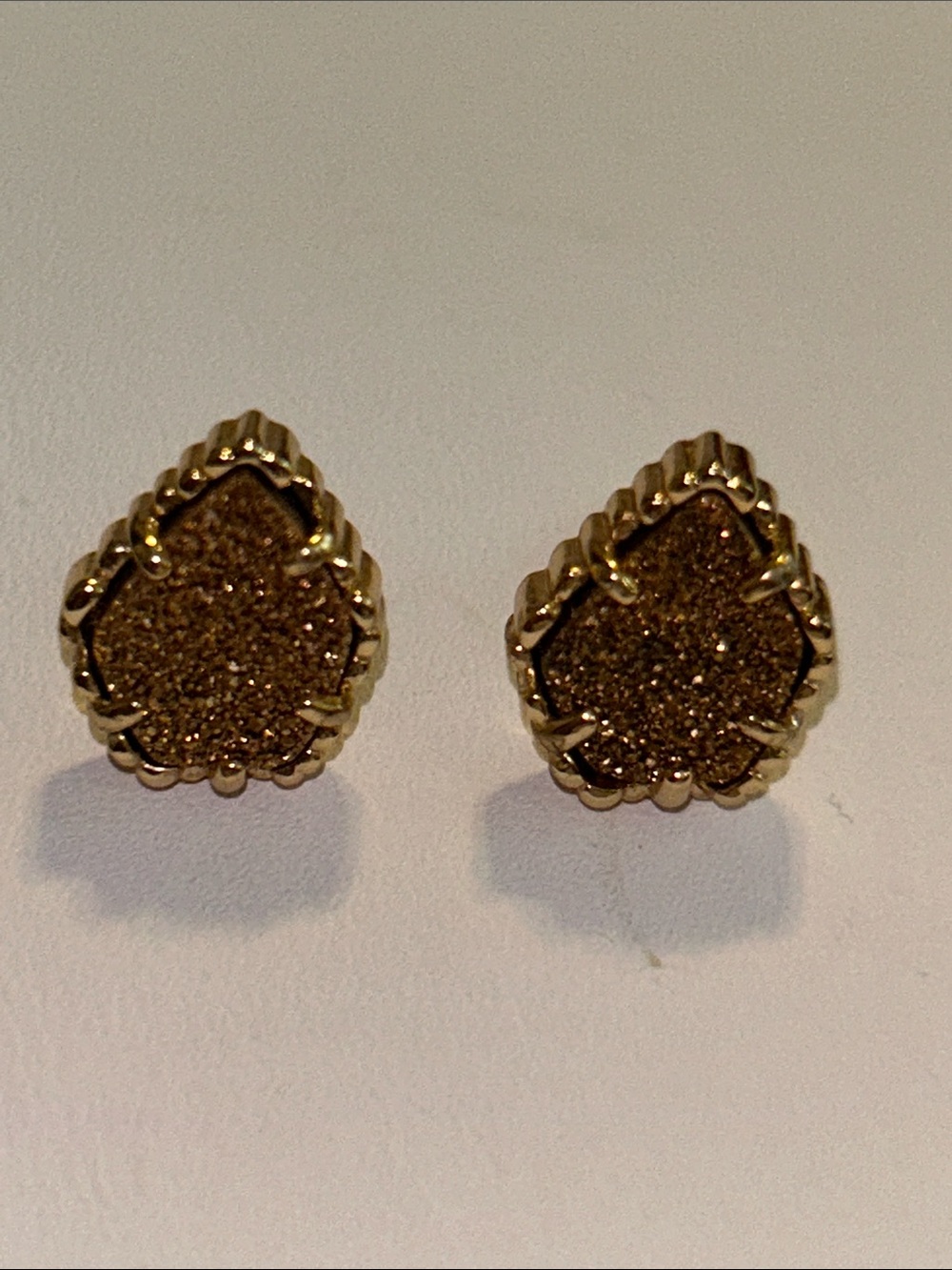 Kendra Scott Gold Sparkle Teardrop Druzy Stud Earrings